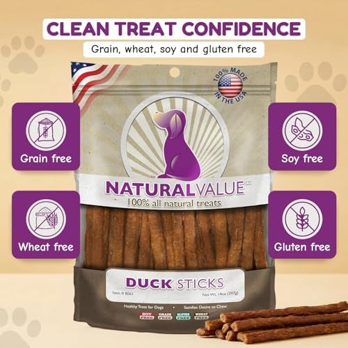 Loving Pets Natural Value Duck Sticks - Soft Jerky Dog Treats for Large & Small Breeds - Healthy Gluten, Wheat, Soy & Grain Free Pet Treats for Dogs
