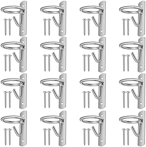 Tudomro 16 Pcs Equestrian Bucket Hook Hangers, Metal Hooks for Horse Water and Feed Buckets with 32 Screws for Stable, Barn, Farmhouse Supplies(Silver)