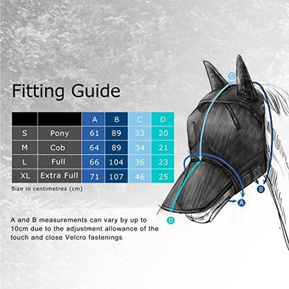 Harrison Howard CareMaster Pro Luminous Horse Fly Mask Large Eye Space Full Face Standard with Nose No Ears Flamingo M Cob