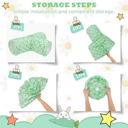 BWOGUE Bunny Tunnels & Tubes, 3-Way Collapsible Rabbit Hideout for Bunnies