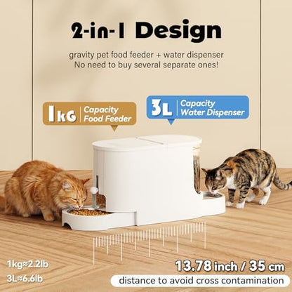 JUNSPOW Automatic Cat Feeder 2-in-1 Set with Stainless Steel Bowls