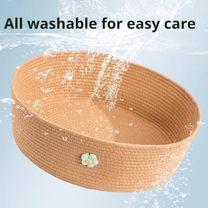 Rattan Cat Litter Pet Bed for Home Pet Supply Pet Sleeping Cat Beds,for All Seasons Cat Hammock Foldable Sleeping Nest Basket Handmade Natural Cradle Scratcher Cuddler for Kitten Cute Style.