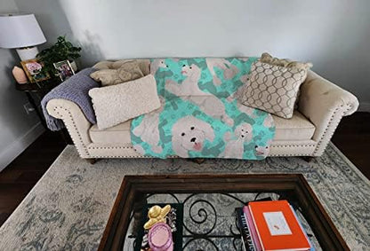 Caroline's Treasures MLM1060LQB White Standard Poodle Quilted Blanket 50x60 Artwork Pattern Quilted Throw Blanket for Bed, Couch, Sofa, Soft and Lightweight