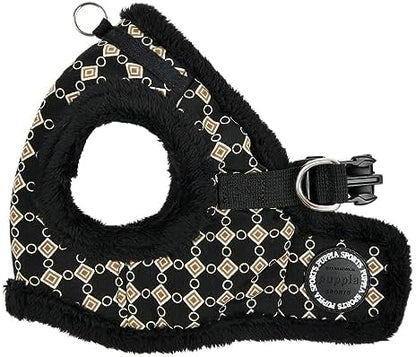 Puppia Jace Vest Dog Harness Step-in Warm Winter Diamond Pattern for Small and Medium Dog, Black, Medium