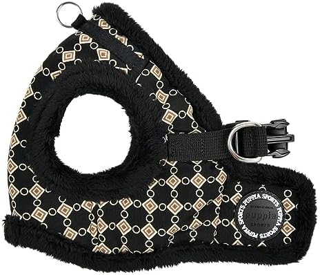 Puppia Jace Vest Dog Harness Step-in Warm Winter Diamond Pattern for Small and Medium Dog, Black, Medium