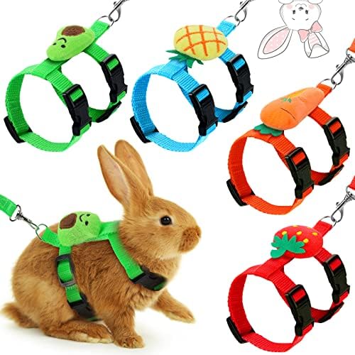 Tondiamo 4 Pcs Adjustable Bunny Harness and Leash Set for Small Pet,Fruit