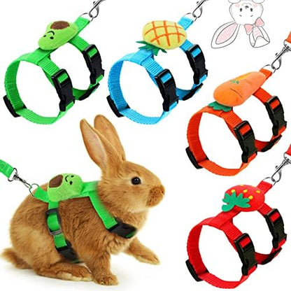 Tondiamo 4 Pcs Adjustable Bunny Harness and Leash Set for Small Pet,Fruit