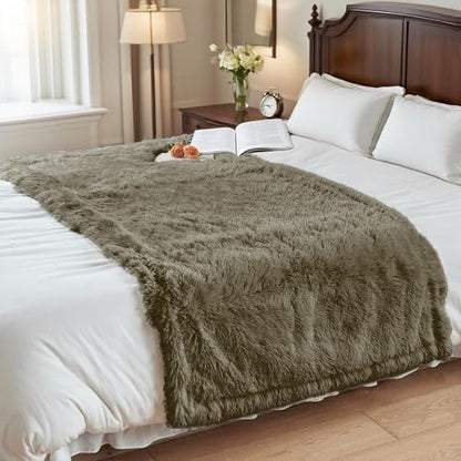 gogobunny Waterproof Dog Blanket for Couch & Furniture Protection - Super Soft Reversible Throw for Large Dogs & Cats, Calming Washable Fur & Sherpa Pet Blanket (33x77 Inch, Stone)