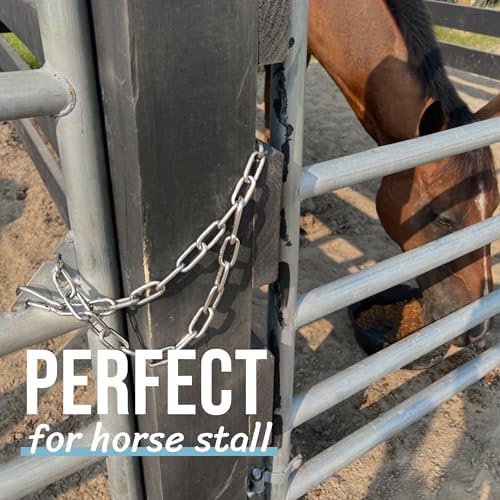 304 Stainless Steel Gate Chain 550lbs Capacity - 20" x 5/32" with M7 Carabiners, Chain Link Gate Latch for Outdoor Fence Livestock, Safety Hanging Metal Chain with 4 Carabiners, Black, 2 Pack