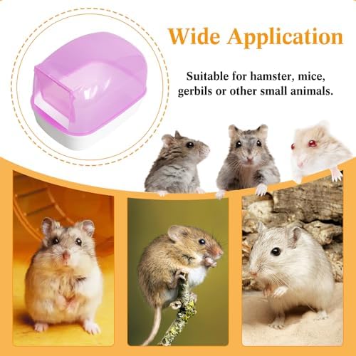Hamiledyi Hamster Bathtub Dwarf Hamster Bathroom Sand Bath Container Sauna Room Plastic Sand Bath Box House for Gerbils Mice or Other Small Pets Animals(Pink, Small Size)