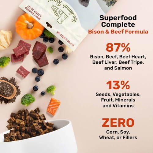 BADLANDS RANCH Air-Dried Beef & Bison Dog Food, 87% Meat, 64 oz