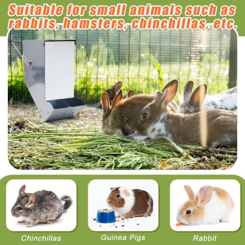 Maxcheck 2 Pcs Rabbit Feeder for Cages, 3.2 Inches, Mesh Bottom, Silver