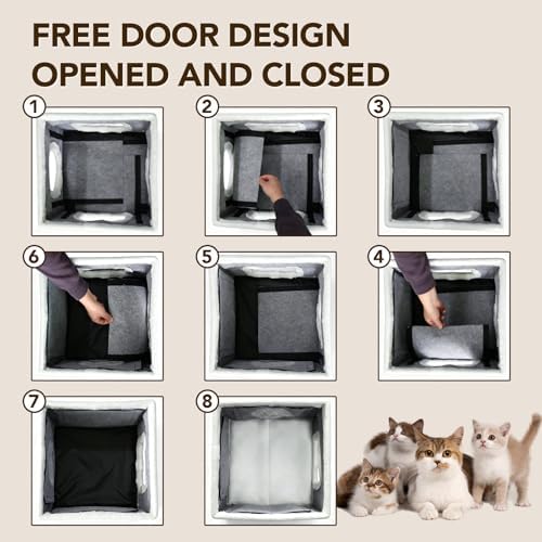 Cat Bed for Indoor Cats Cube House,Bedsure Cat Beds for Indoor Cats - Large Cat Cave for Pet Cat HouseFoldable Cat Hideaway,DIY Free Combination Configurable Play Tower Condo for Cats（3 piece）