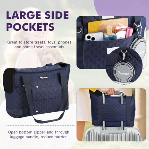 Pawaboo Dog Purse Carrier for Small Dogs with Pocket,Up to 11Lbs