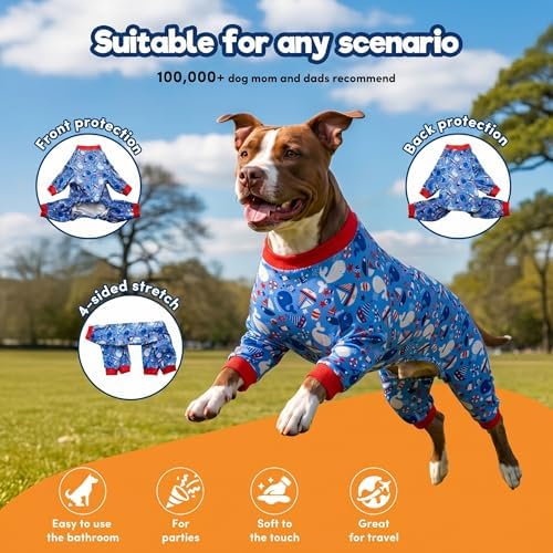 LovinPet Warm Dog Pajamas Large Size Dog, Blue Nautilus Print, M
