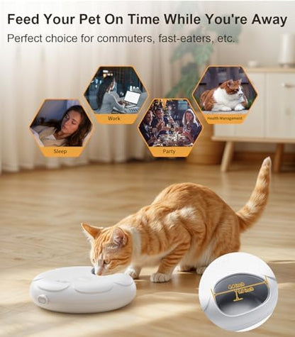 Casfuy Automatic Cat Feeder Cordless - Automatic Cat Food Dispenser for Wet Moist Food with 4 Ice Packs Rechargeable Auto Feeder for Cats Small Dogs with Programmable Timer Low Battery Indicator
