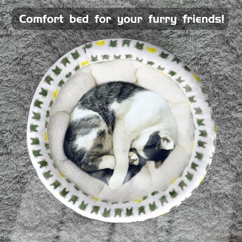 AIWIKIDE Super Soft Small Dog & Cat Bed, Anti-Anxiety Puppy Cuddler, Cozy Round Fluffy Plush Pet Bed, Machine Washable Faux Fur Donut Cuddler