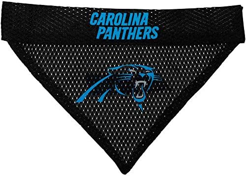 NFL DOG BANDANA - CAROLINA PANTHERS REVERSIBLE PET BANDANA. 2 Sided Sports Bandana with a PREMIUM Embroidery TEAM LOGO, Small/Medium. - 2 Sizes & 32 NFL Teams available