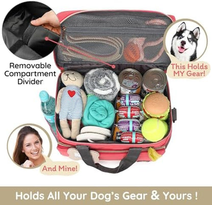 Multi-Function Pet Travel Bag - Ideal for Week Away/Overnight Trips - Cat & Dog Travel Accessories with Diaper Bag Style & Multiple Pockets