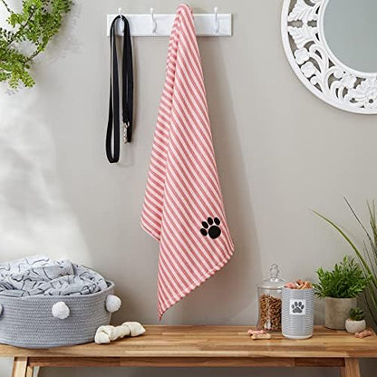 Bone Dry Pet Grooming Microfiber Towel, Striped Collection, X-Large, 41x23.5, Rose (Pack of 2)