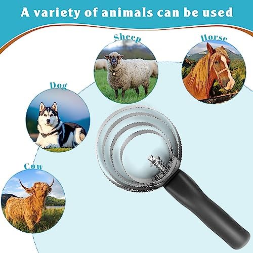 Tanlade 4 Rings 8 Pack Curry Comb Horse Brush Metal Curry Brush Derby Party Supplies Reversible Stainless Steel Comb Scraper with Comfortable Grip for Cow Sheep Pet Dog Goat Horse (Black)