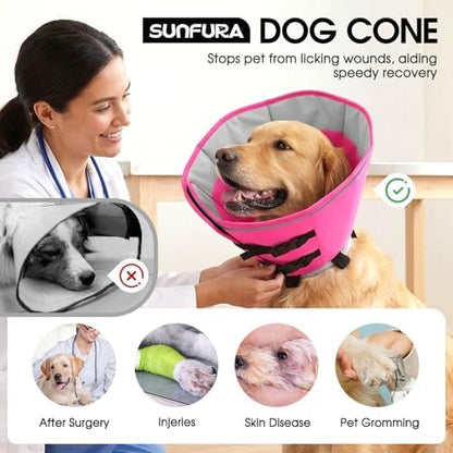 Soft Dog Cone, Adjustable Dog Cone Alternative for Large Dogs