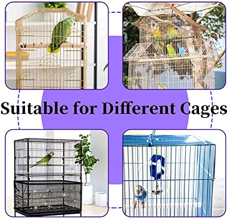 Daoeny Large Bird Cage Cover, Bird Cage Seed Catcher, Adjustable Soft Nylon Mesh Net with Twinkle Moon Star, Birdcage Cover Skirt Seed Guard for Parrot Parakeet Macaw Round Square Cages (Black)