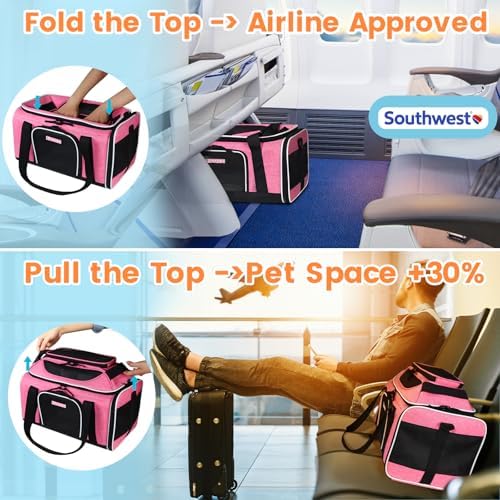 Petskd Top-Expandable Small Pet Carrier 18"x13"x9.5" Airline Approved