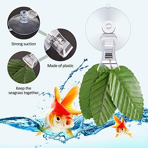 Jetec 8 Pieces Fish Seaweed Clip Plant Suction Cup with Clip Feed Holder for Aquarium Fish Tank Accessories