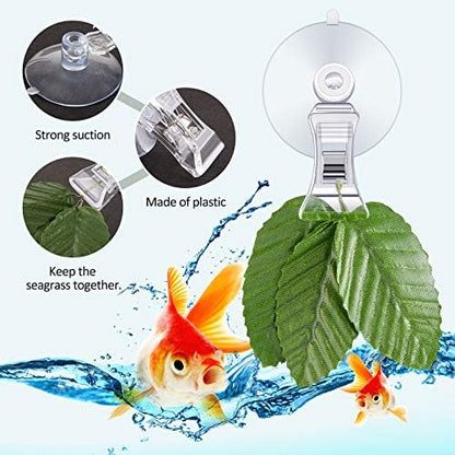 Jetec 8 Pieces Fish Seaweed Clip Plant Suction Cup with Clip Feed Holder for Aquarium Fish Tank Accessories
