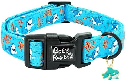 Dog Collar-Cute Shark Adjustable Pet Collars Soft Comfortable Puppy Collar Coral Cotton Dog Collars Durable Necklace Gift for Medium Dogs