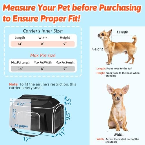 Petskd Top-Expandable Small Pet Carrier with Wheels Airline Approved