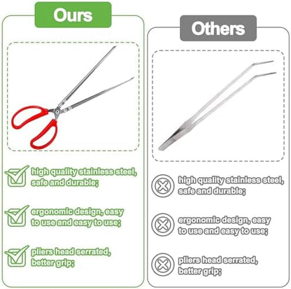 Vodolo Snake Feeding Tongs,2PCS 15 Inch Reptile Feeding Tongs,Extra Long Large Tweezers for Corn Ball Python Accessories,Bearded Dragon Reptile Gecko Tank Accessories Terrarium Supplies