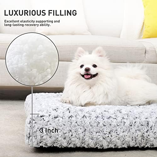 KSIIA Washable Dog Bed Medium Size Dog Crate Bed Plush Pet Mat 29"x21" Gray