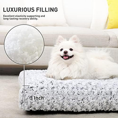 KSIIA Washable Dog Bed Medium Size Dog Crate Bed Plush Pet Mat 29"x21" Gray