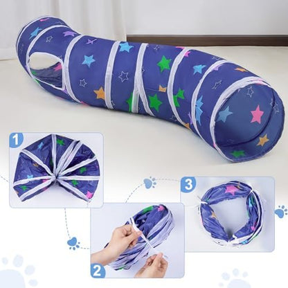 Glittme S-Shape Cat Tunnel, Foldable Cat Tunnels for Indoor Cats