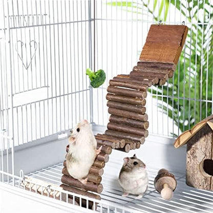 21.7 X 2.7In Wooden Hamster Bridge Rat Climbing Toy for Gerbil Sugar Glider