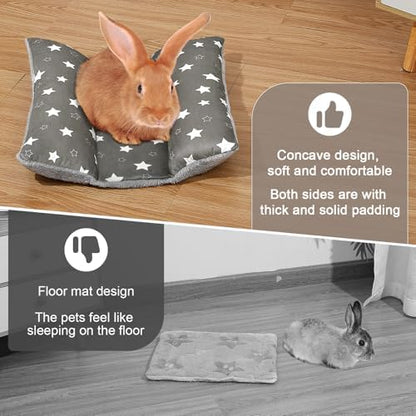 15"x14" Soft Plush Rabbit Bed Washable Cuddle Mat for Small Pets