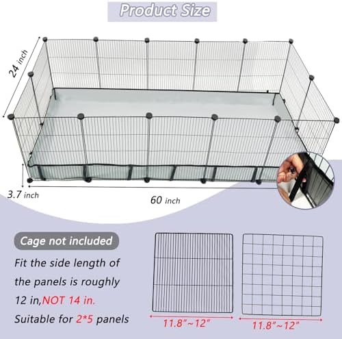 DZWLKJ Guinea Pig Cage Liner Tarp Bottom Waterproof and Washable Base Also for Rabbits, Bunny, Chinchesillas, Hedgehog, Ferrets and Other Small Animals(24x60 inches)