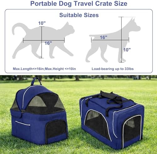 Petmolico Double Pet Stroller with 2 Detachable Carrier Bags, Blue