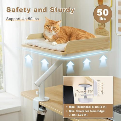 PAWZ Road Cat Desk Bed 360°Rotating Supports to 50 Lbs Cozy Nest for Desk