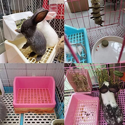 kathson Rabbit Litter Box Trainer Small Animal Potty Corner Toilet with Drawer Pet Cage Pan Litter Bedding Box for Adult Guinea Pig Hamster Bunny Ferret Galesaur Mouse Squirrel (Pink)