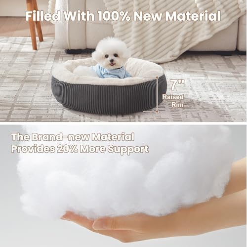 23 inches Calming Donut Dog Bed for Small Dogs,Dark Grey