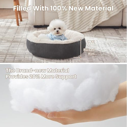 23 inches Calming Donut Dog Bed for Small Dogs,Dark Grey