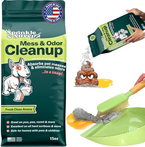 Sprinkle & Sweep: Pet Mess & Odor Cleanup - 15oz Bag - Dog Accident & Mess Clumping Powder, Remove Pee-Poop-Vomit from Hard Surfaces, Ultra-Absorbent