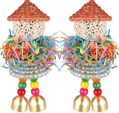 BBjinronjy 2PCS Bird Toys Parrot Foraging Shredder Hanging Toys Sola Balls with Bell for Small Parrots Parakeets Cockatiel Conures Love Birds Budgie Cage Toy