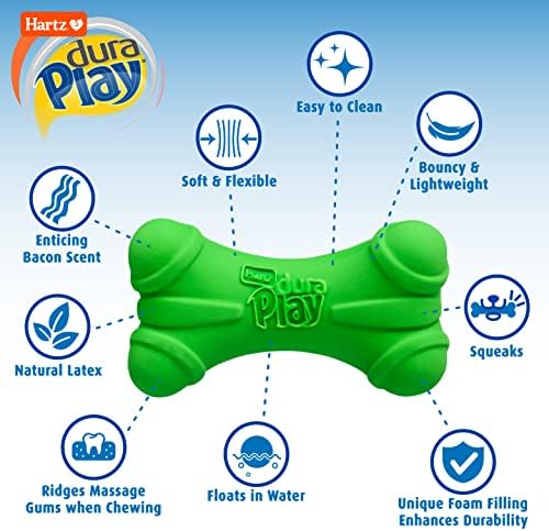 Hartz DuraPlay Bacon Scented Dog Toys, Large (Color May Vary) (Pack of 2)