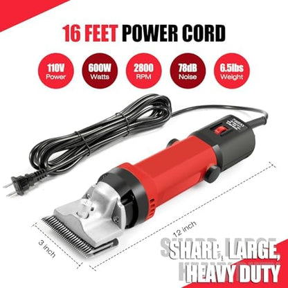 TAKEKIT Horse Clippers, 600W Professional Heavy Duty Horse Body Clippers, 6-Speeds Large Livestock Clippers for Body Clipping Horse Equine Cattle and Thick Coat Animals