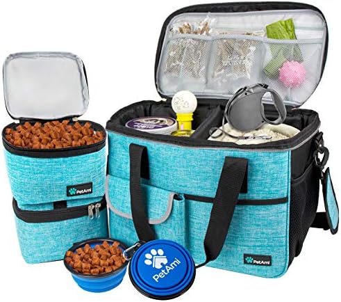 PetAmi Dog Travel Bag Organizer, Pet Supplies Diaper Tote, Teal Blue Medium