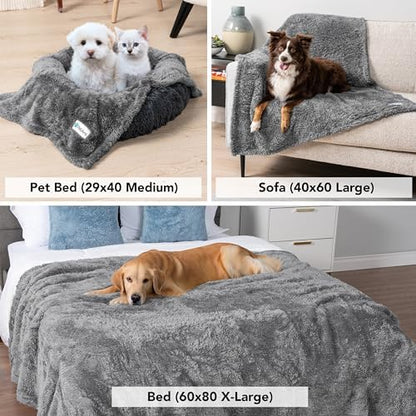 PetAmi Soft Plush Sherpa Dog Blanket for Pet Cat, Large 40x60, Grey